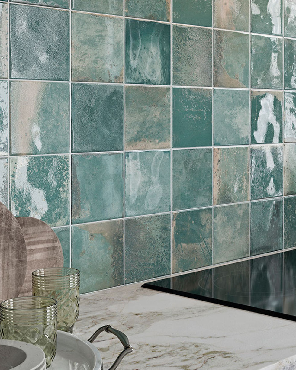 Carrelage effet Zellige Vert série Provence Mint de Geotiles