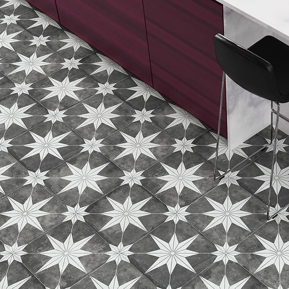 Carrelage effet carreau de ciment Estrella Fundo Negro