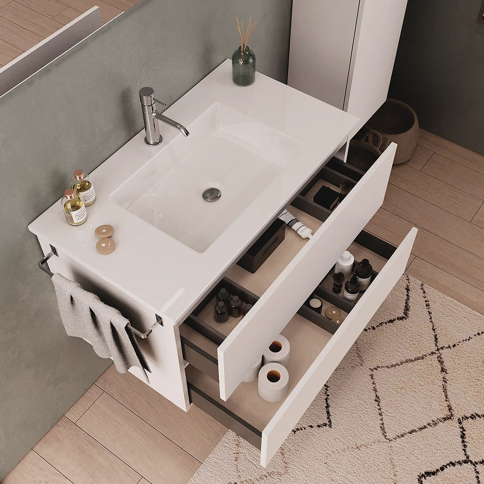 Meuble de salle de bain Colmar Blanc Brillant 2 tiroirs