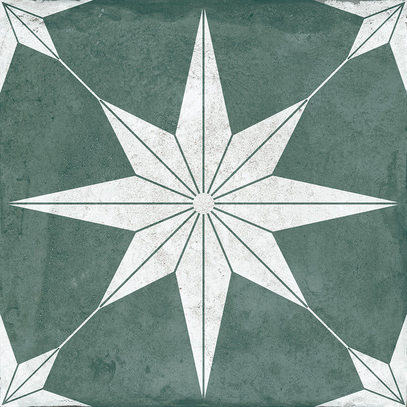 Carrelage effet carreau de ciment Estrella Fundo Verde Escuro