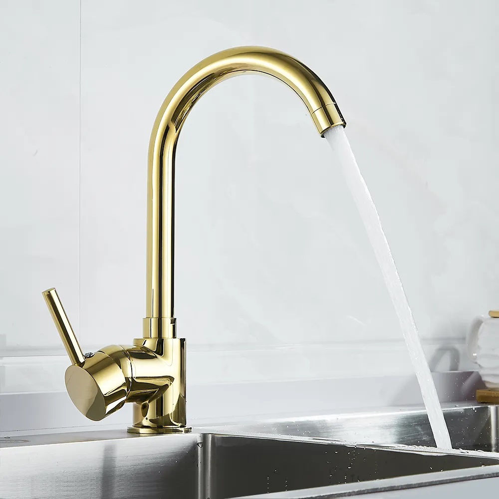 Robinet mitigeur de cuisine en laiton série Julia Or Brillant