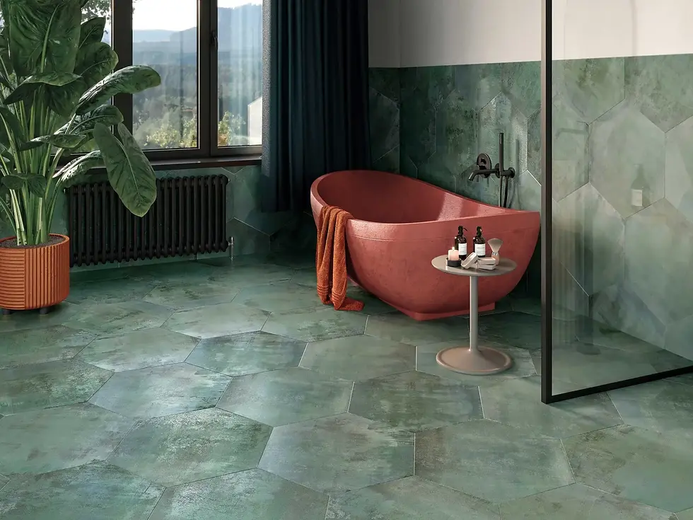 Carrelage hexagonal vert Vessel teal de realonda