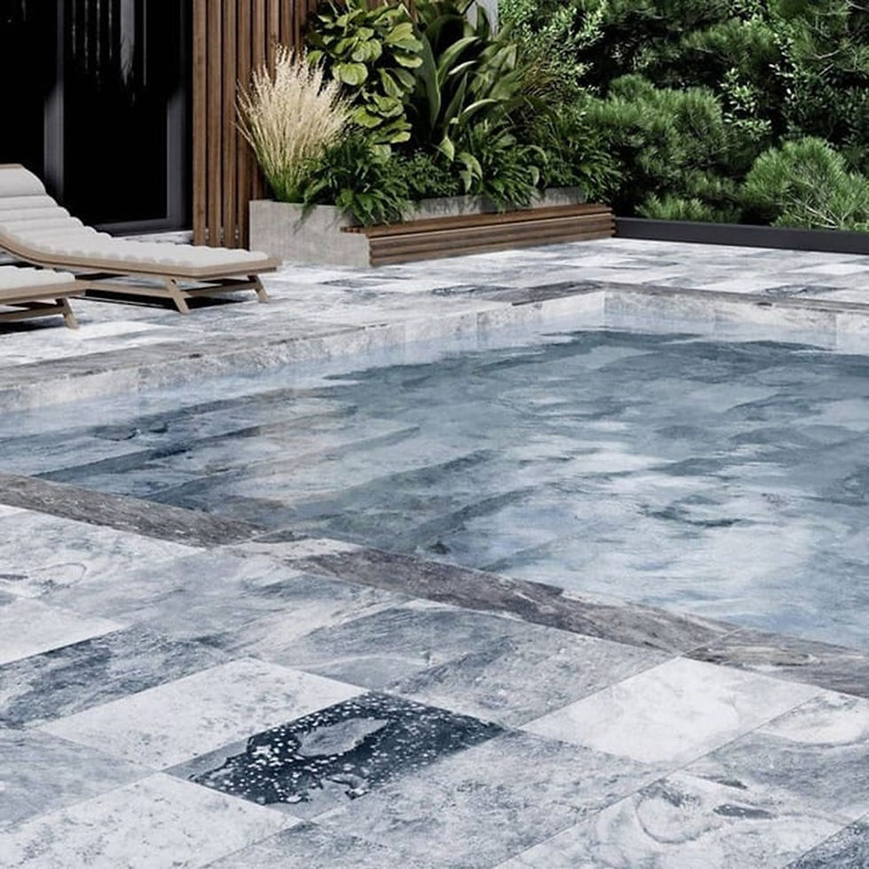 Margelle de Piscine et Terrasse Pierre de Bali Ash 33x120x1.4 cm