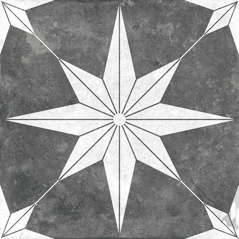Carrelage effet carreau de ciment Estrella Fundo Negro