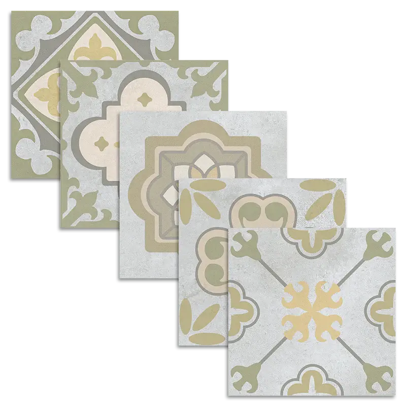 Carrelage effet carreaux de ciment Monserrate Vert 33,5x33,5 cm