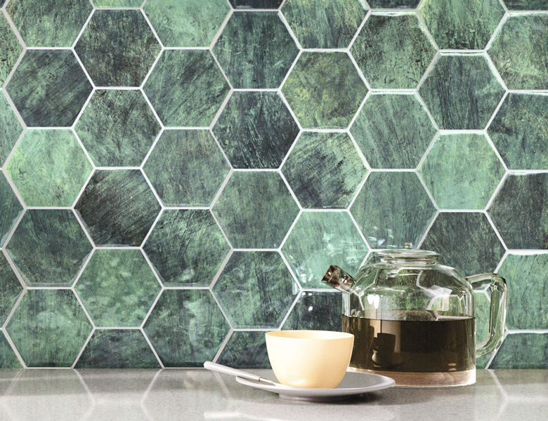 Carrelage Zellige Vert Hexagonal Hex Zellige 26,5x51 cm de Realonda