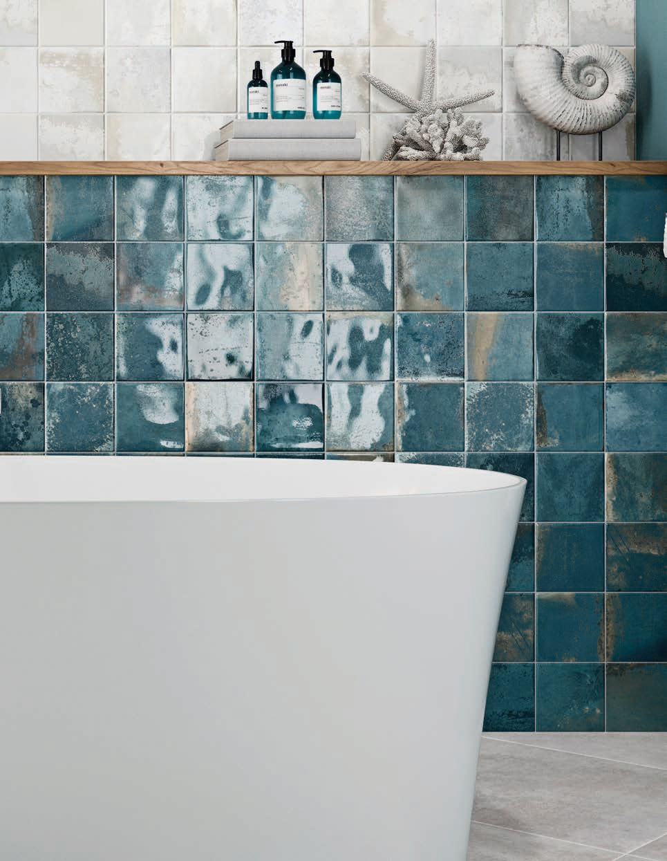 Carrelage effet Zellige Bleu Provence Ocean de Geotiles