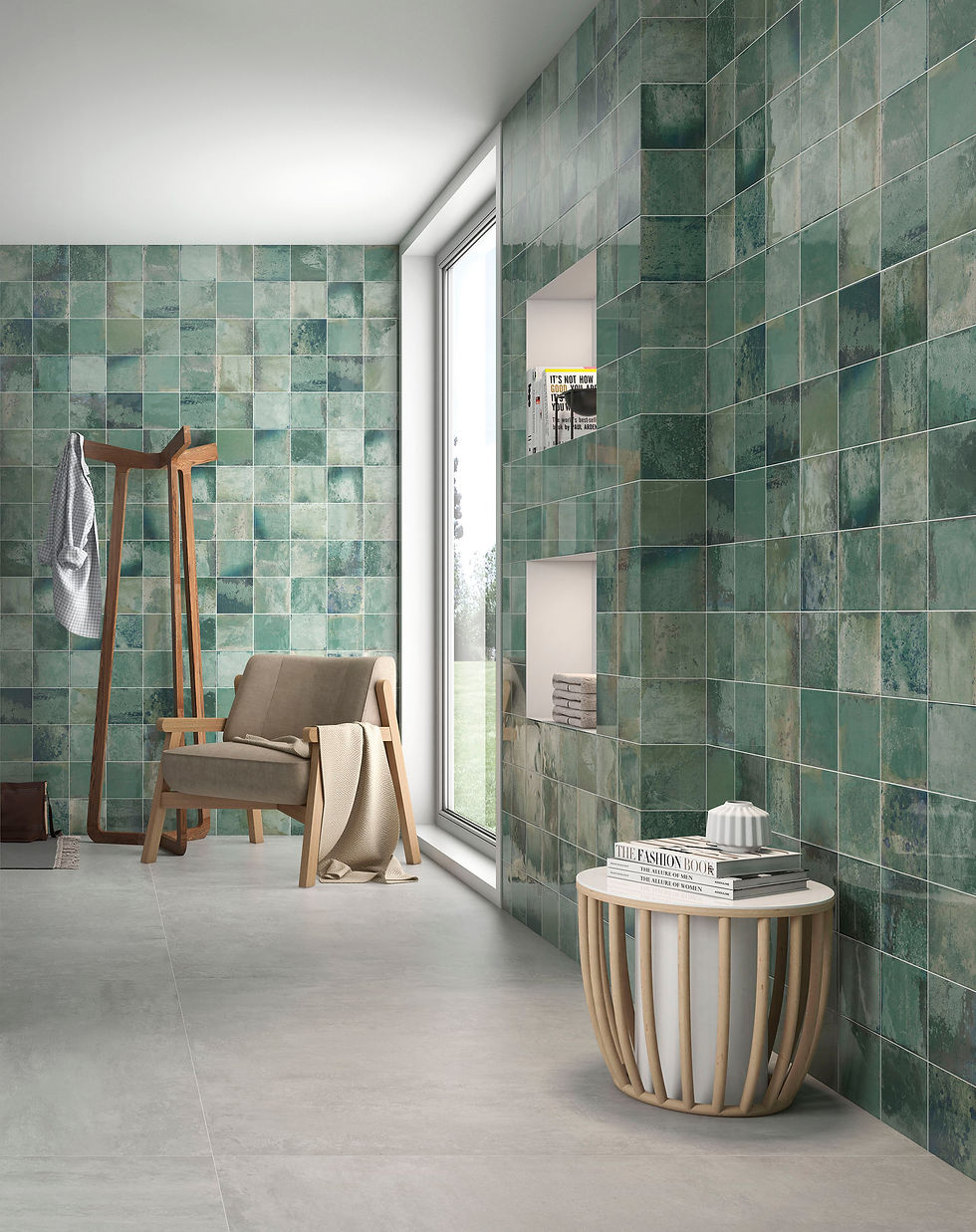 Carrelage effet Zellige Vert série Provence Mint de Geotiles