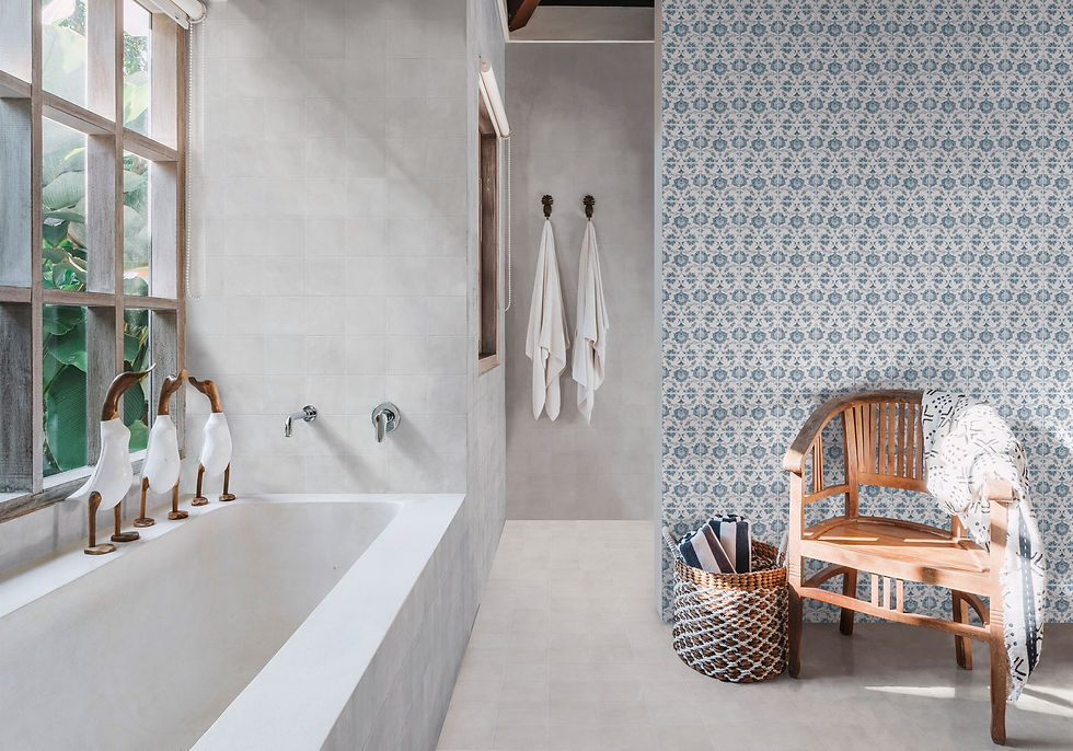 Carrelage effet carreaux de ciment Marlow White Whale 11,5x11,5 cm Nanda Tiles