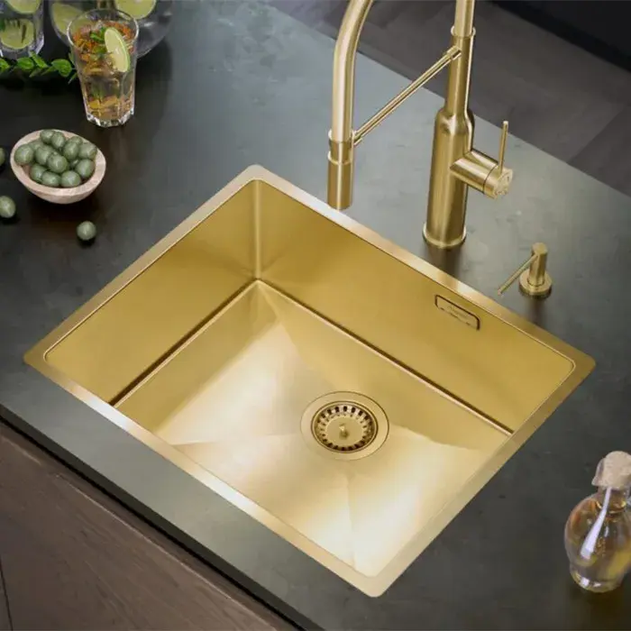 Evier de cuisine en acier Inoxydable Or