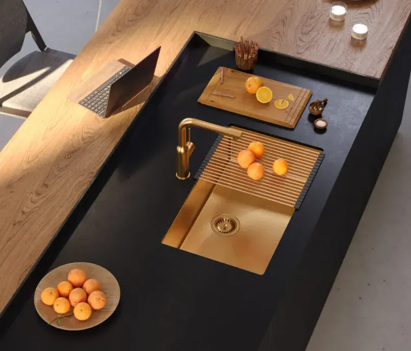 Evier de cuisine en acier Inoxydable Cuivre