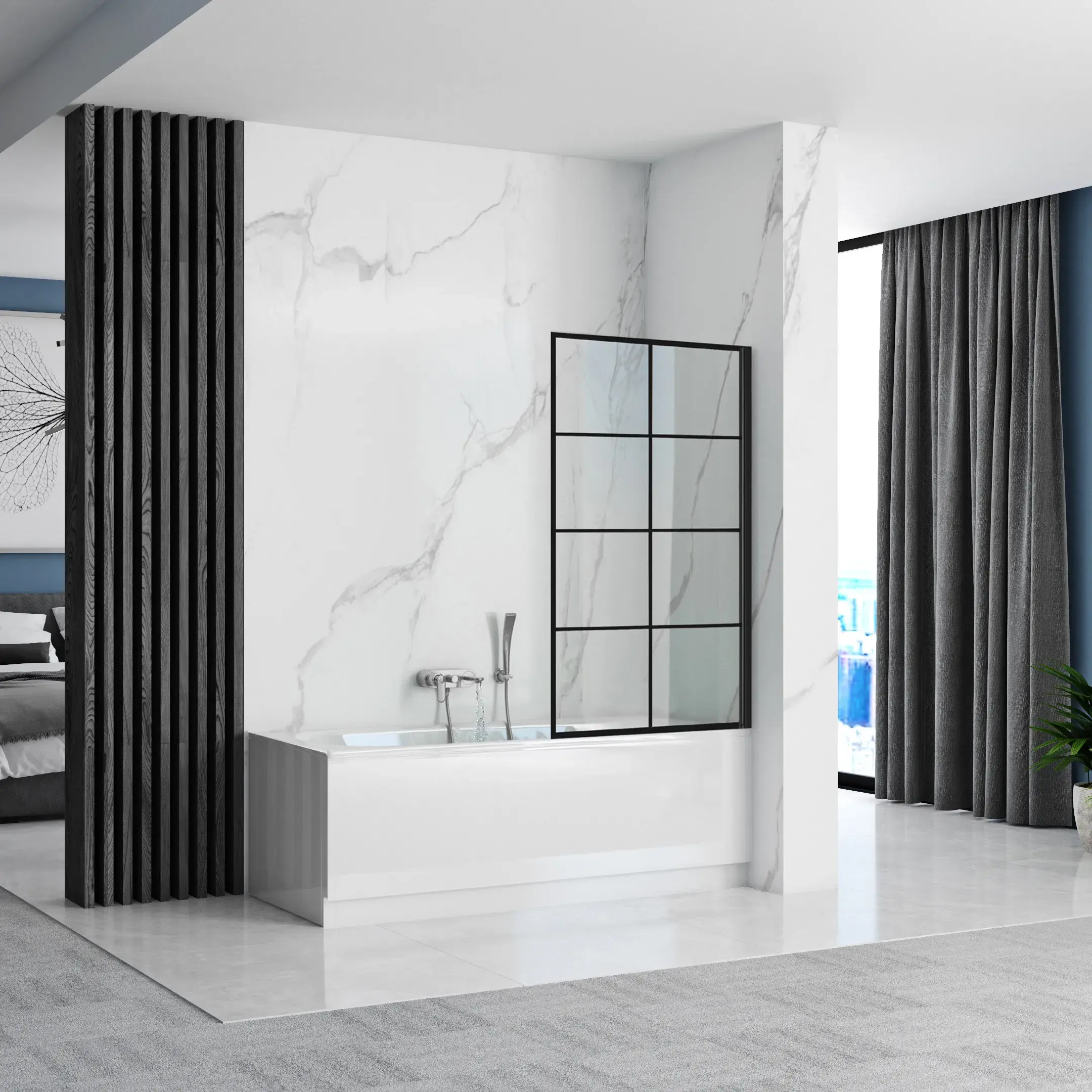 Paroi de baignoire fixe série Canopy Black