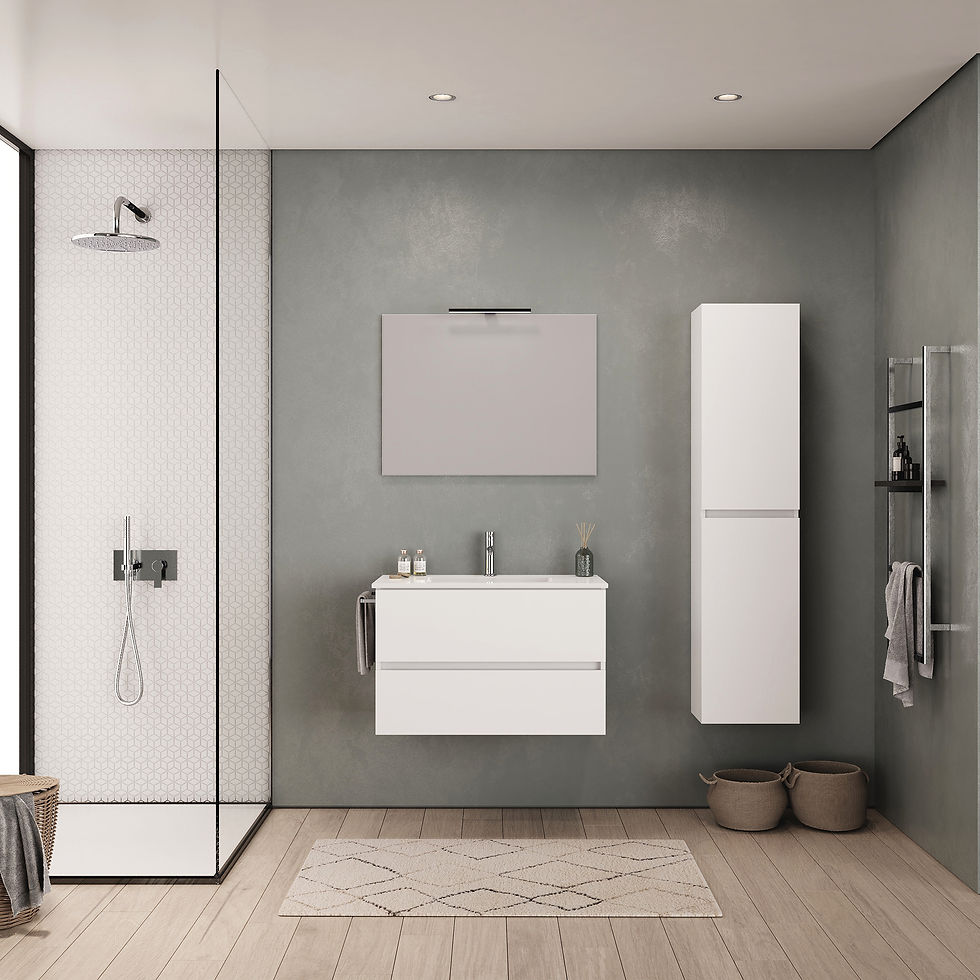 Meuble de salle de bain Colmar Blanc Brillant 2 tiroirs