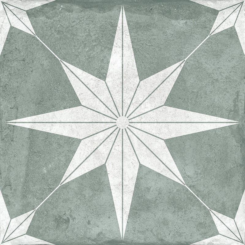 Carrelage effet carreau de ciment Estrella Fundo Verde Claro