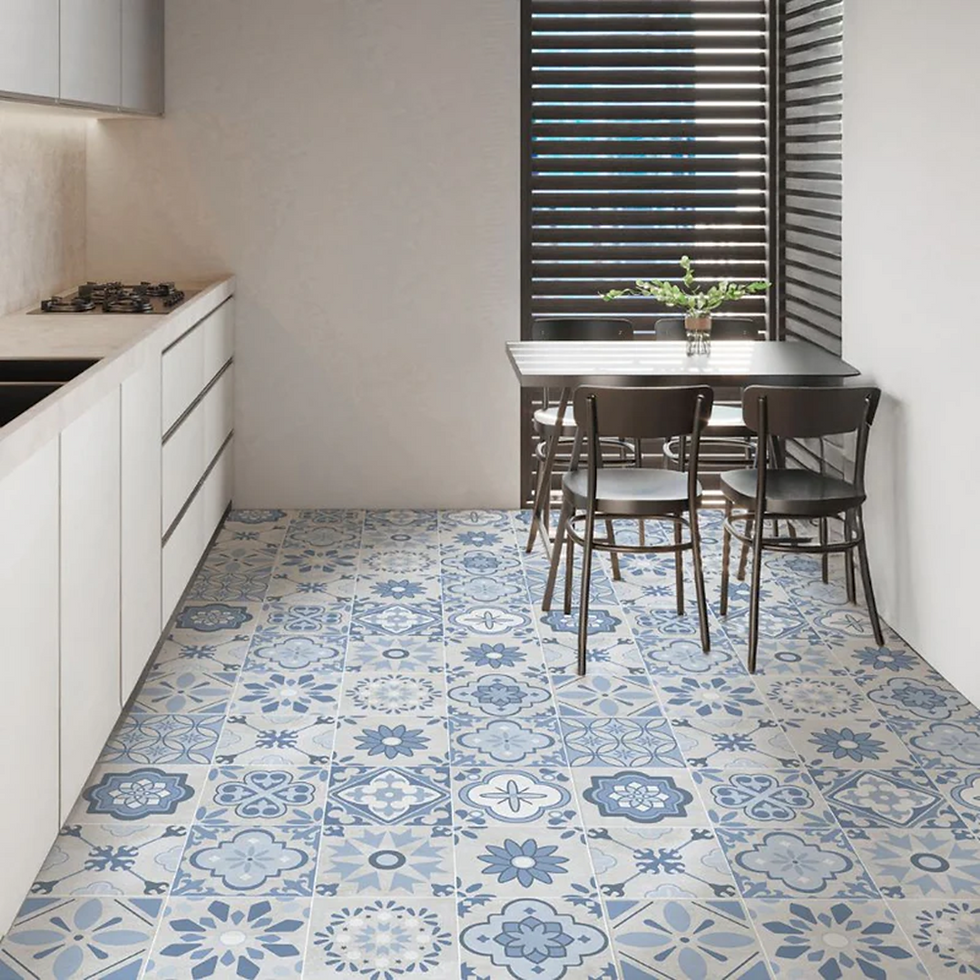 Carrelage effet carreaux de ciment Monserrate Bleu 33,5x33,5 cm