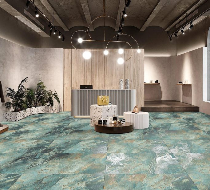 Carrelage effet Marbre vert Mat série Resin Turquoise 60x120 cm