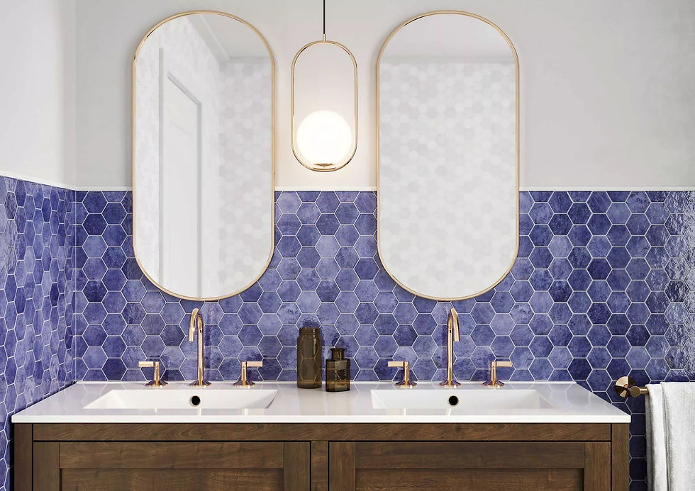 Carrelage Zellige Bleu Hexagonal Hex Zellige Azure 26,5x51 cm de Realonda