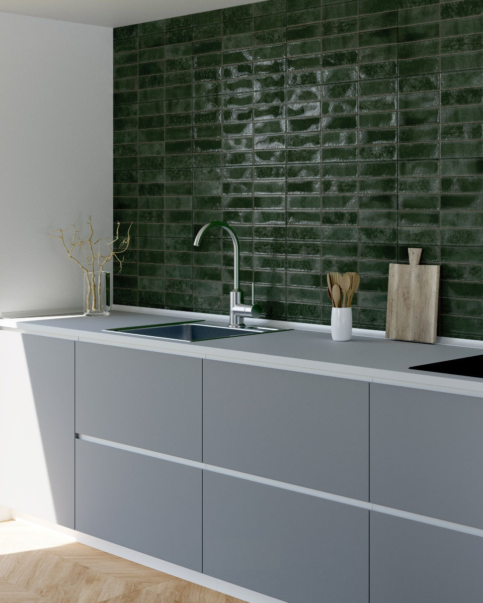 Carrelage effet Zellige Nexti Emerald brillant de Ecoceramic