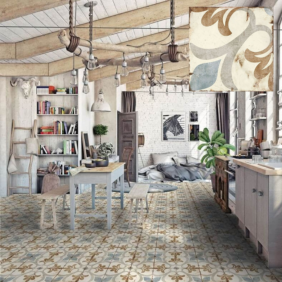 Carrelage effet carreau de ciment Loft Floor Aurora 20x20 cm de Nanda Tiles