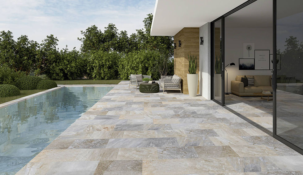 carrelage terrasse et piscine mix