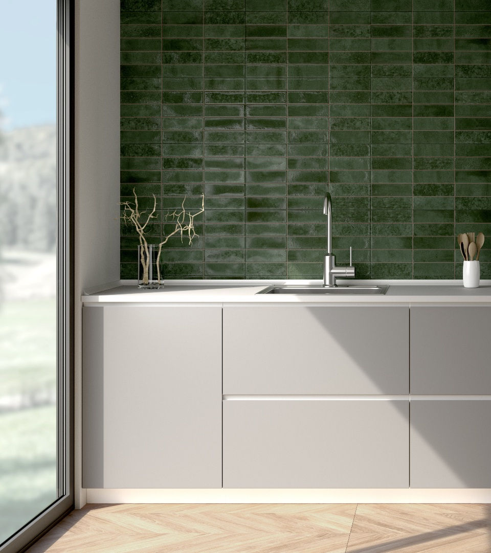 Carrelage effet Zellige Nexti Emerald brillant de Ecoceramic
