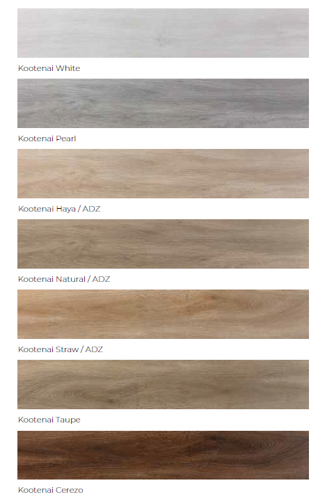 Carrelage effet Parquet série Kootenai 7 coloris Mat ou antidérapant 20x120 cm