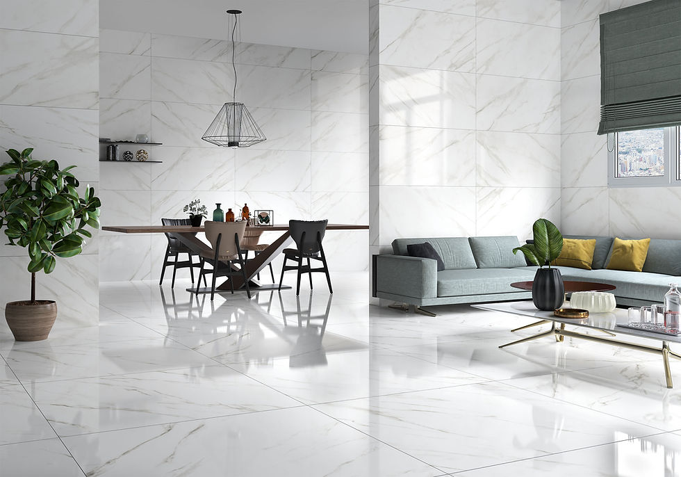 Carrelage effet Marbre Blanc et Gris Montblanc White de Ecoceramic