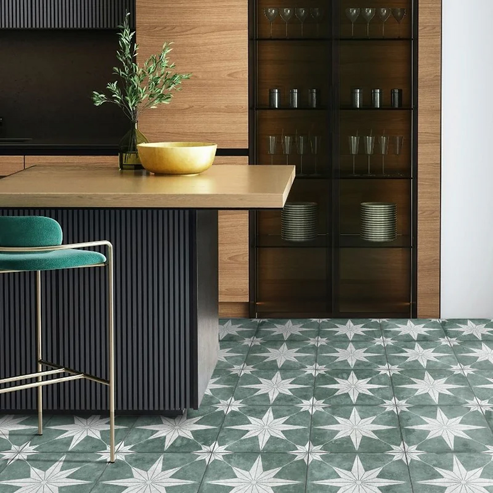 Carrelage effet carreau de ciment Estrella Fundo Verde Escuro