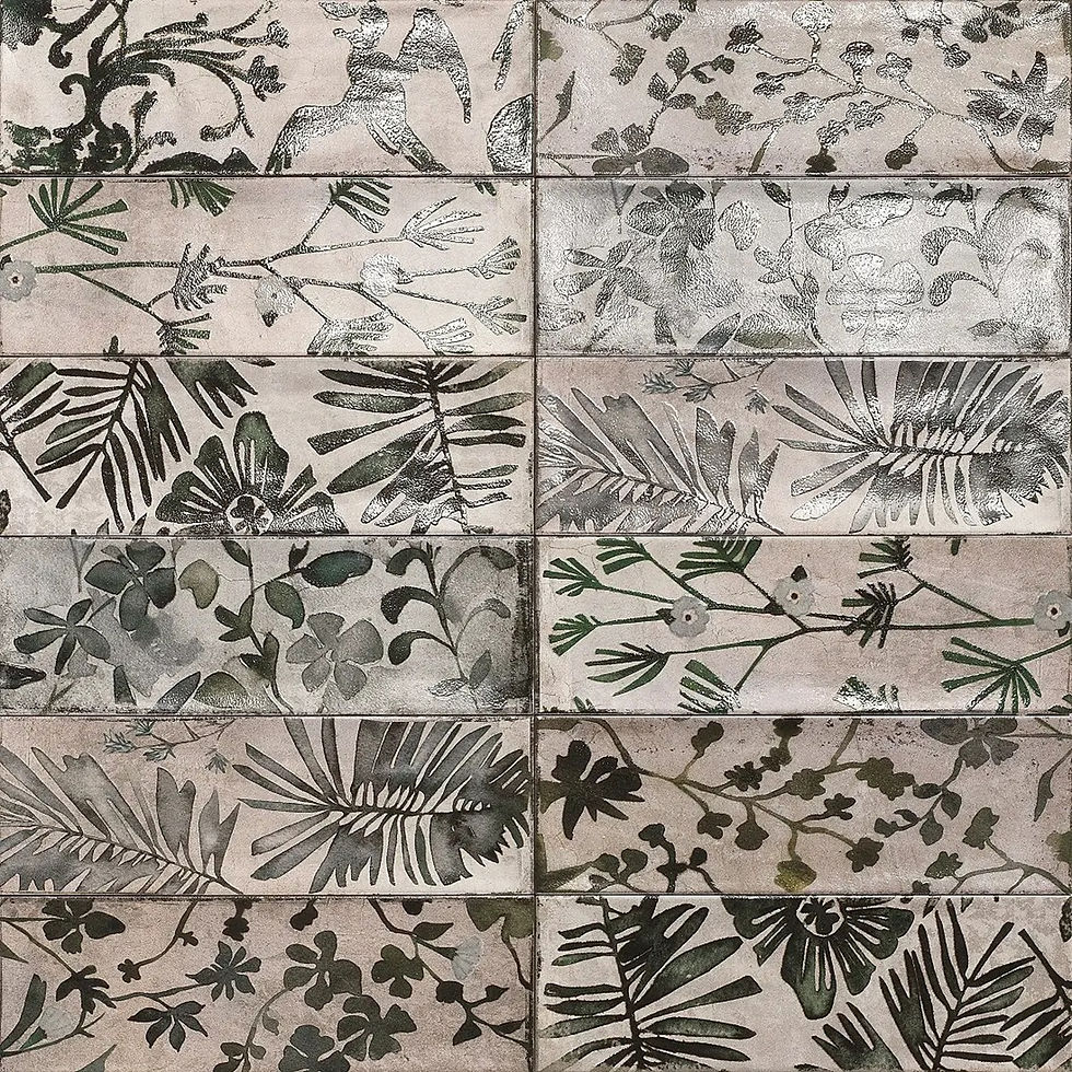 Carrelage effet Zellige decor fleuri Arkas 10x30 cm de Mainzu