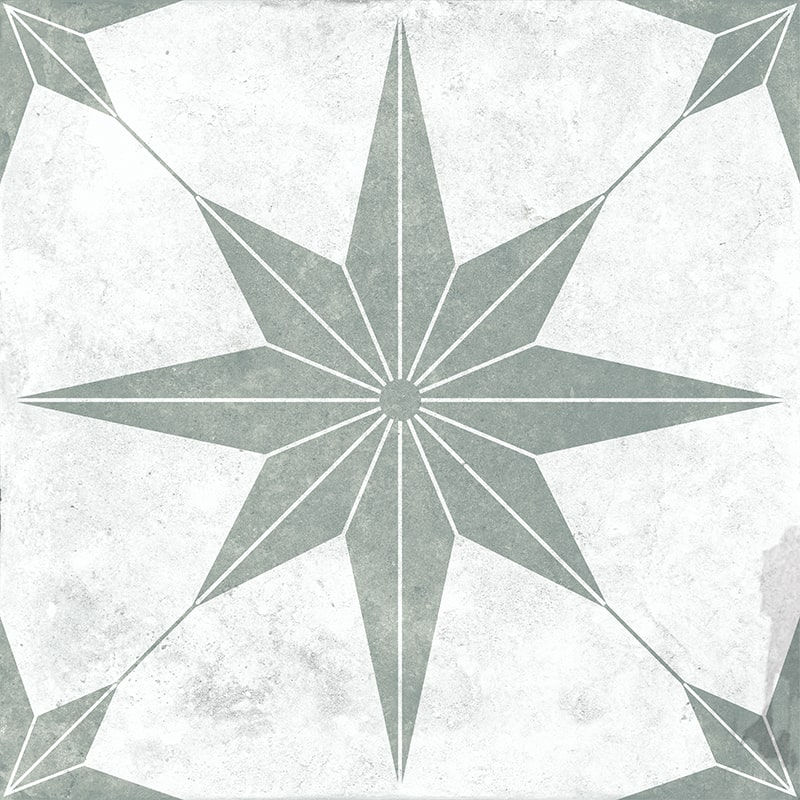 Carrelage effet carreau de ciment Estrella Verde Claro