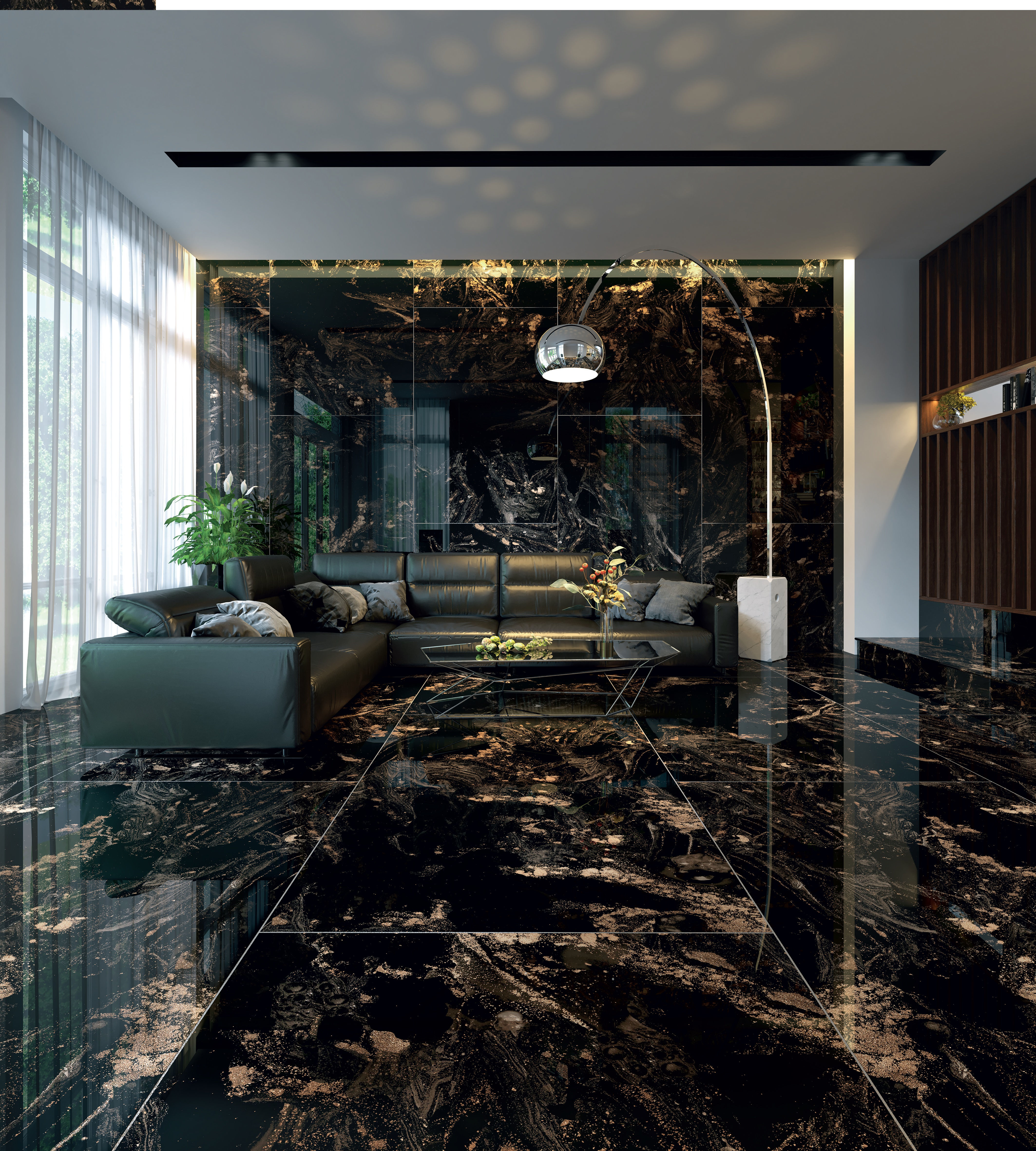 Carrelage effet Marbre Noir et Or Stellar Black Oro