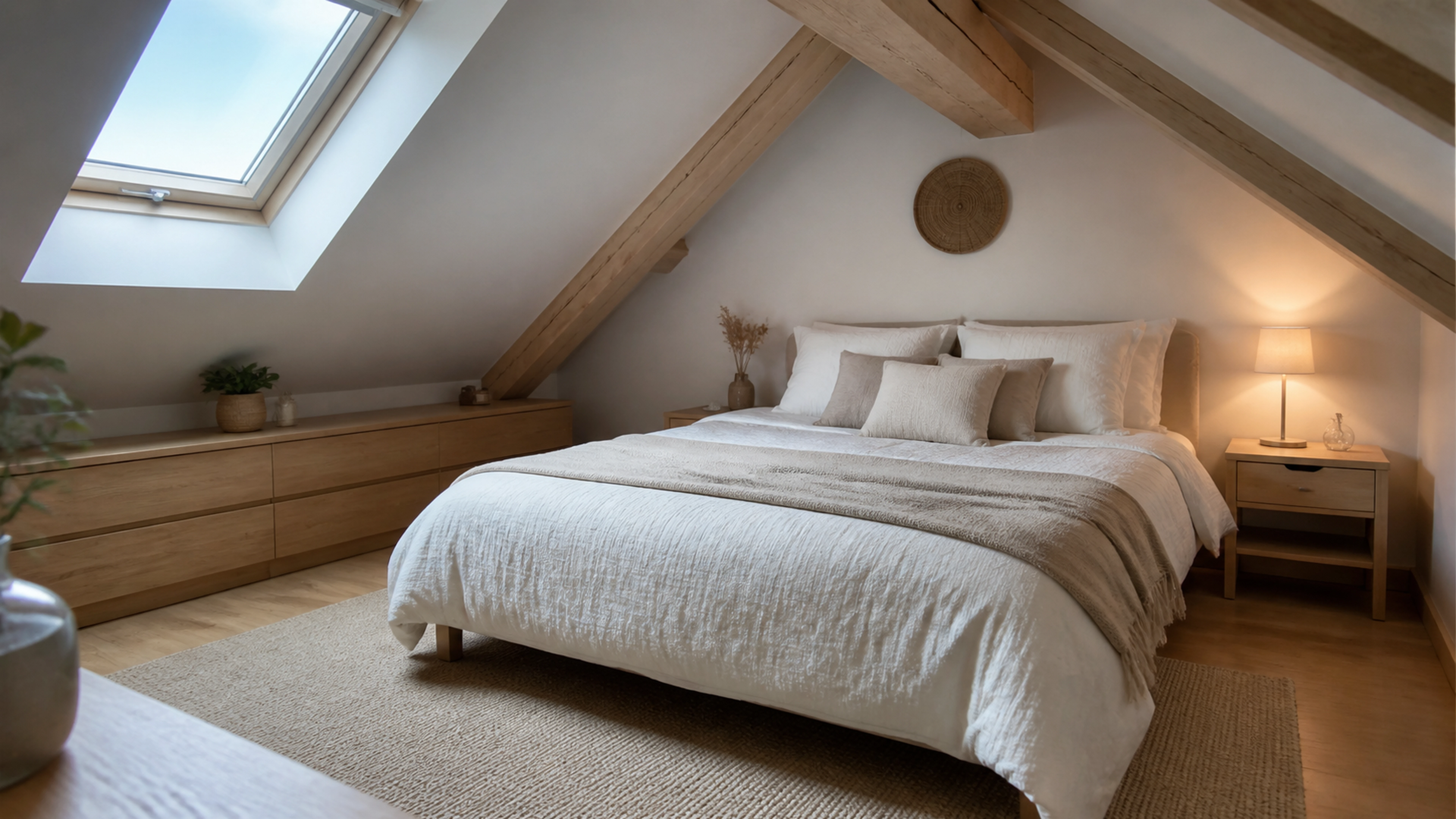 Illustration éditoriale pour l’article « Aménager une chambre sous pente : nos conseils pour réussir »