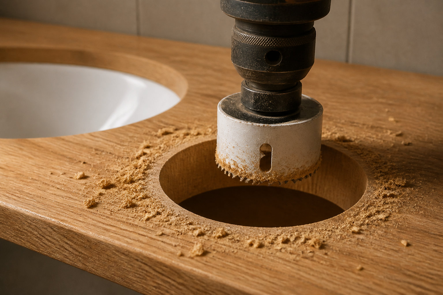 3 étapes pour un perçage propre du plan de toilette