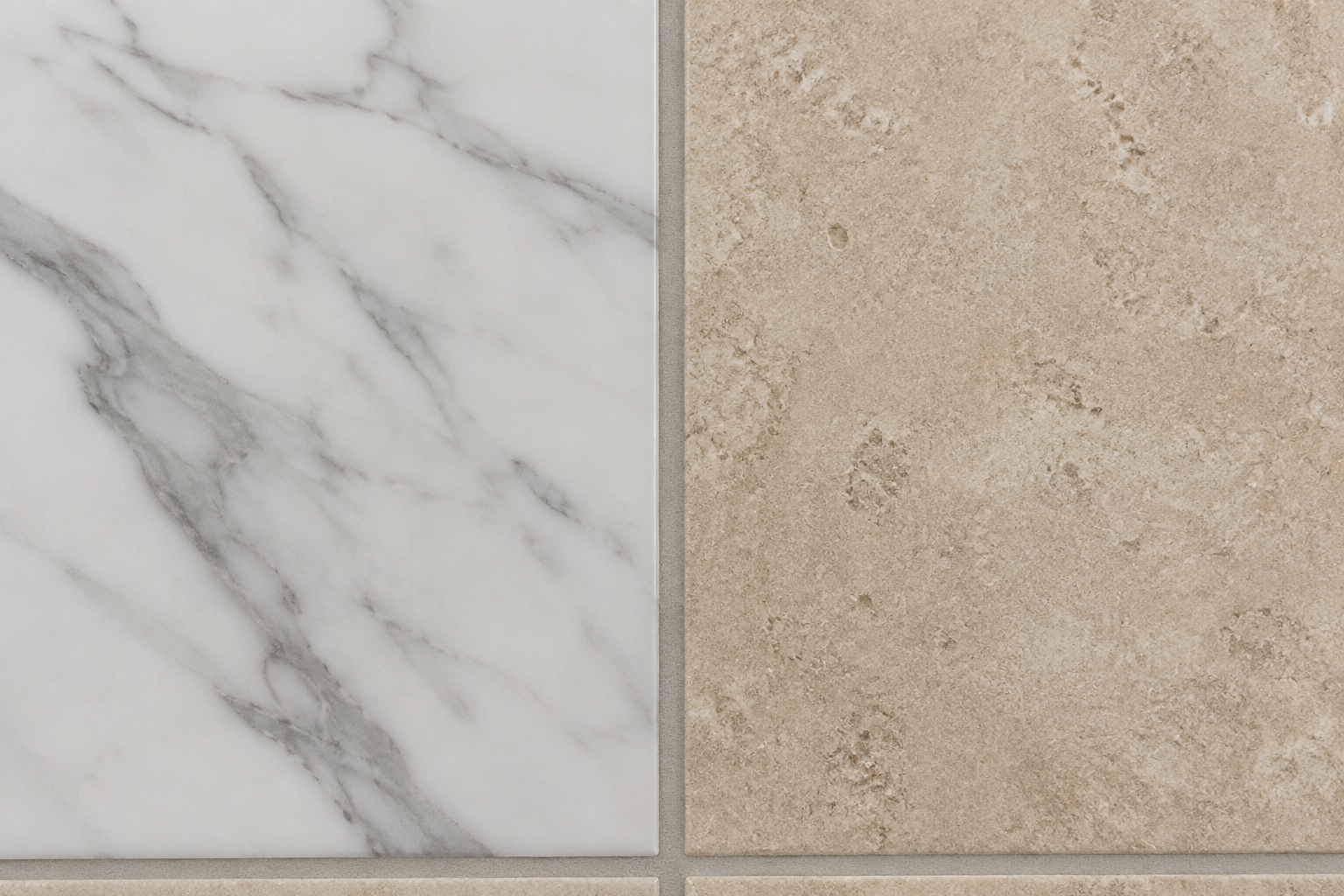 Joint de même couleur entre deux carrelages différents