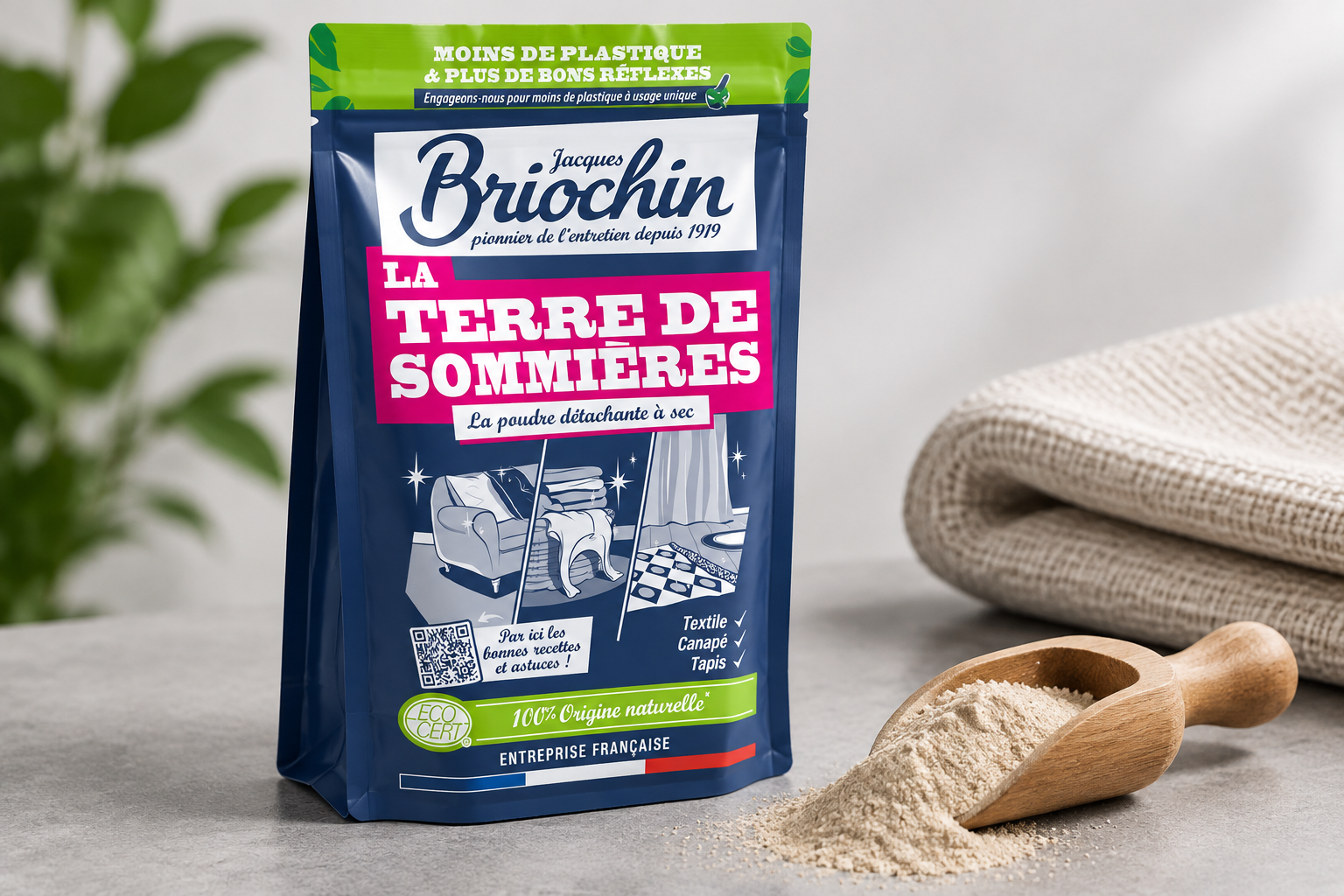 Poudre de Terre de Sommières pour enlever les taches de gras.